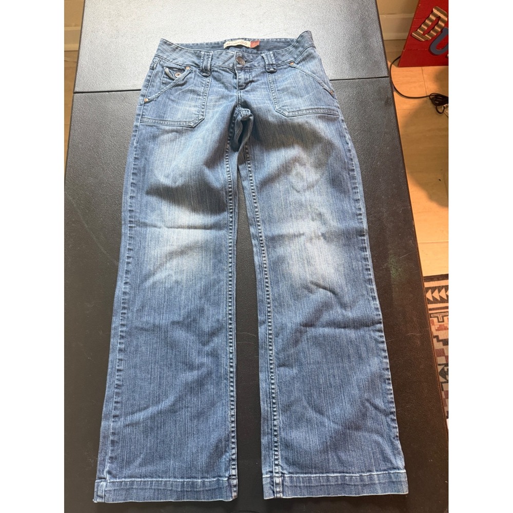 Y2K Aeropostale Avery Wide Leg Jeans Womens 7/8 Regular Medium Wash Low Rise